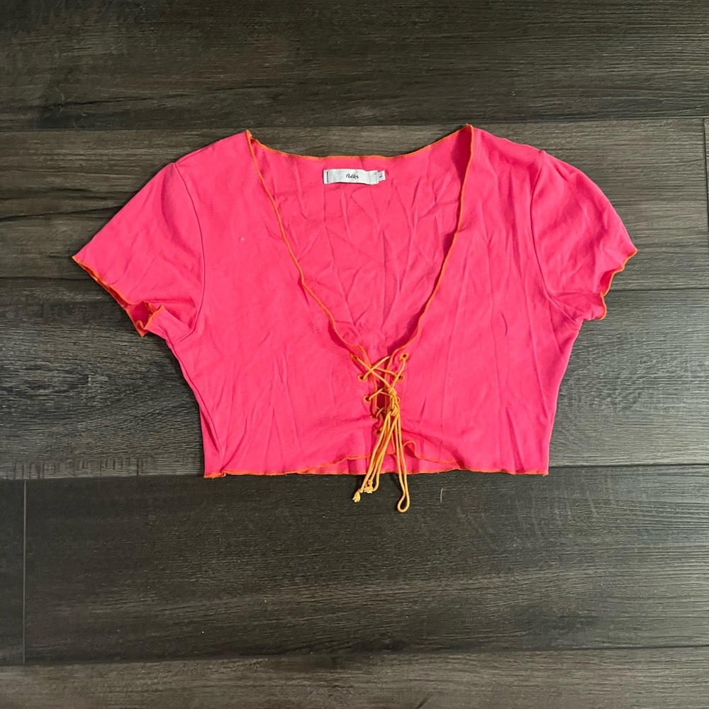Adika Hot Pink Lace-Up Crop